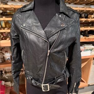 H&M Black Faux Leather Moto Jacket